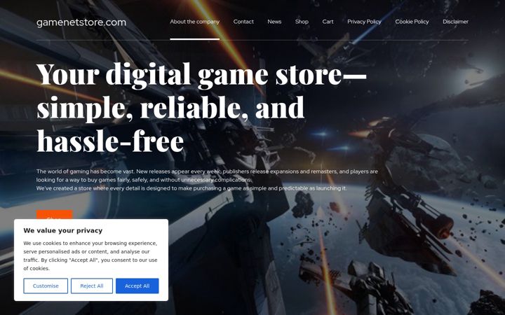 Screenshot of gamenetstore.com