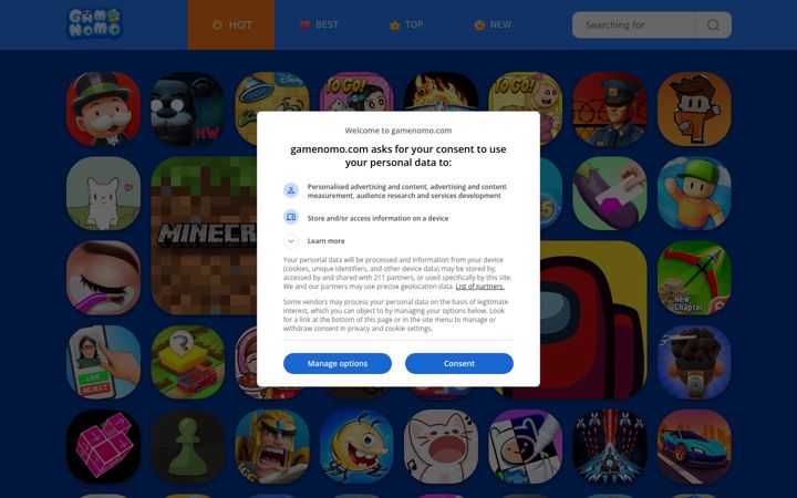 Screenshot of gamenomo.com