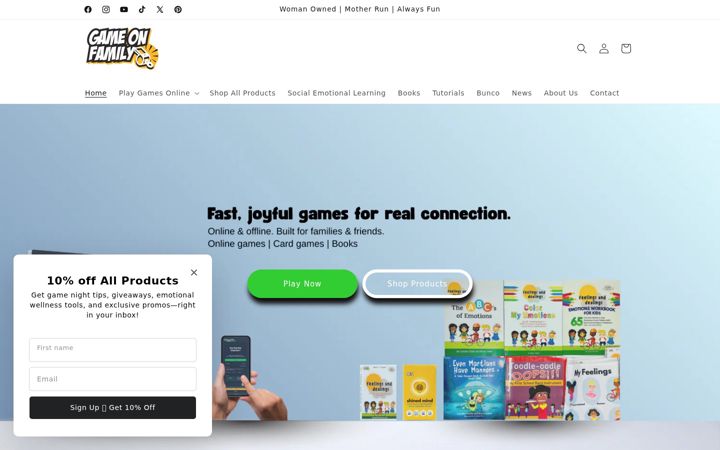 Screenshot of gameonfamily.com