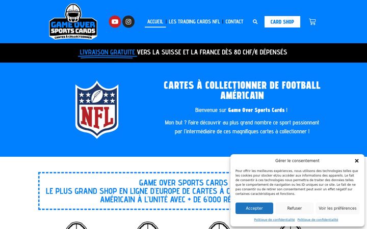 Screenshot of gameoversportscards.ch