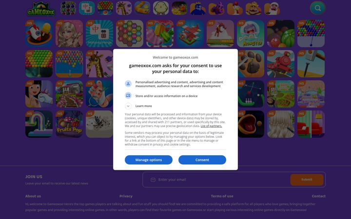 Screenshot of gameoxox.com