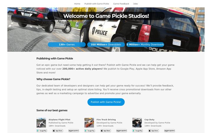 Screenshot of gamepicklestudios.com