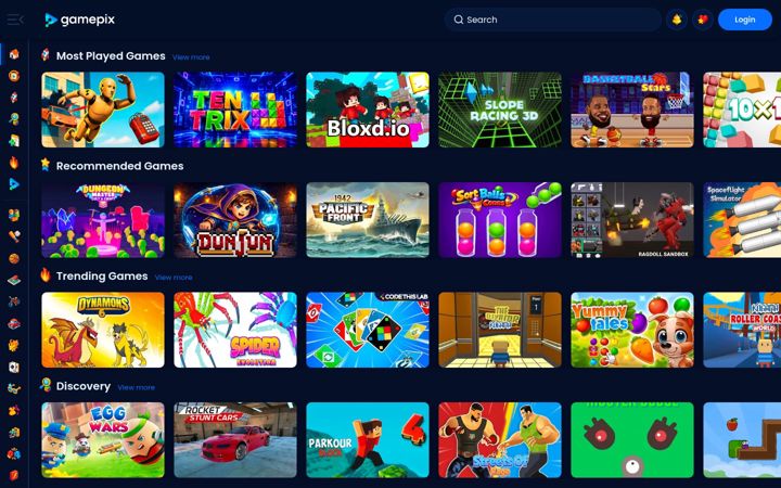 Snimka zaslona za gamepix.com