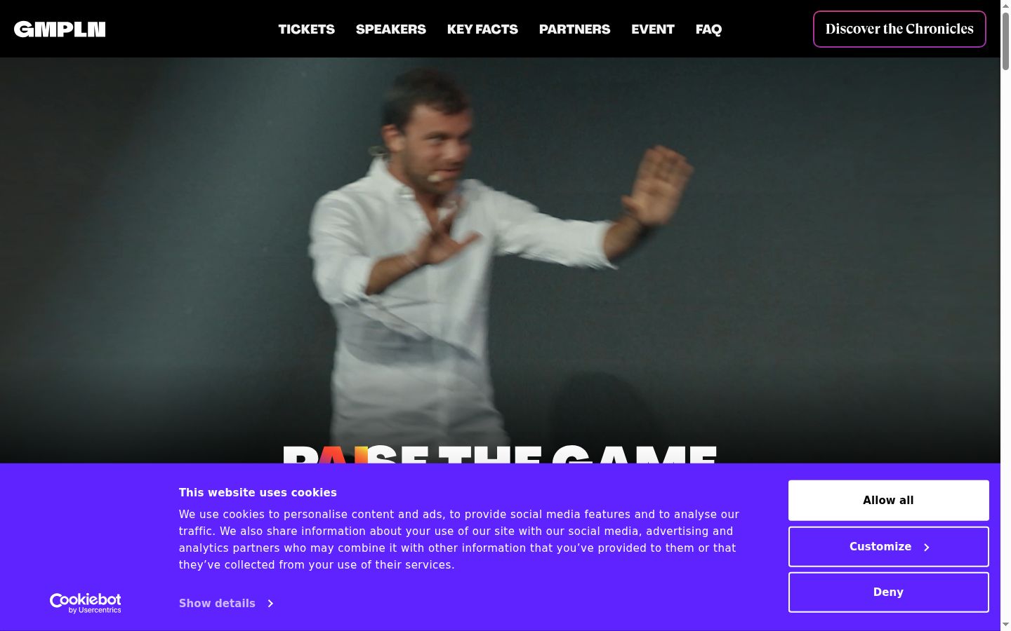 Captura de ecrã do banner de consentimento apresentado antes de qualquer interação