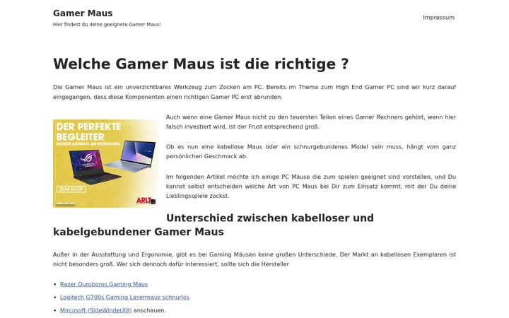 Screenshot of gamer-maus.info
