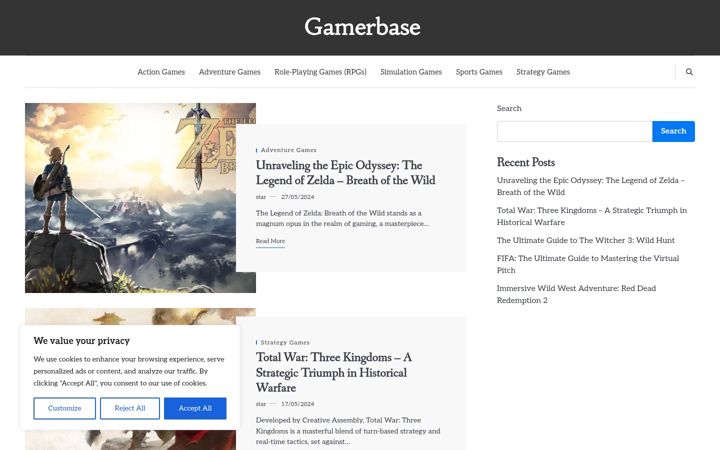 Screenshot of gamerbase.online