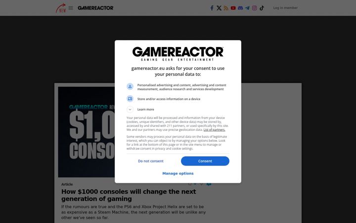 Screenshot of gamereactor.eu