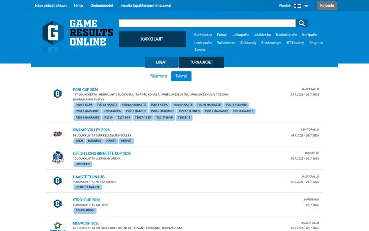 Screenshot of gameresultsonline.com