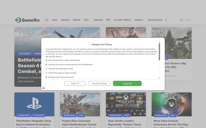 Screenshot of gameriv.com