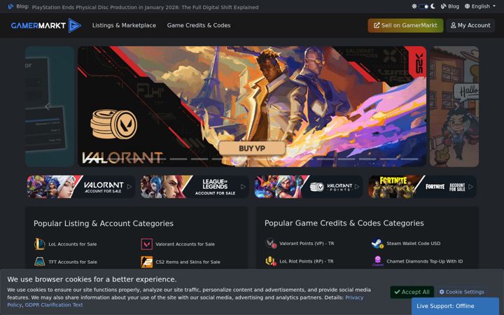 Screenshot of gamermarkt.com