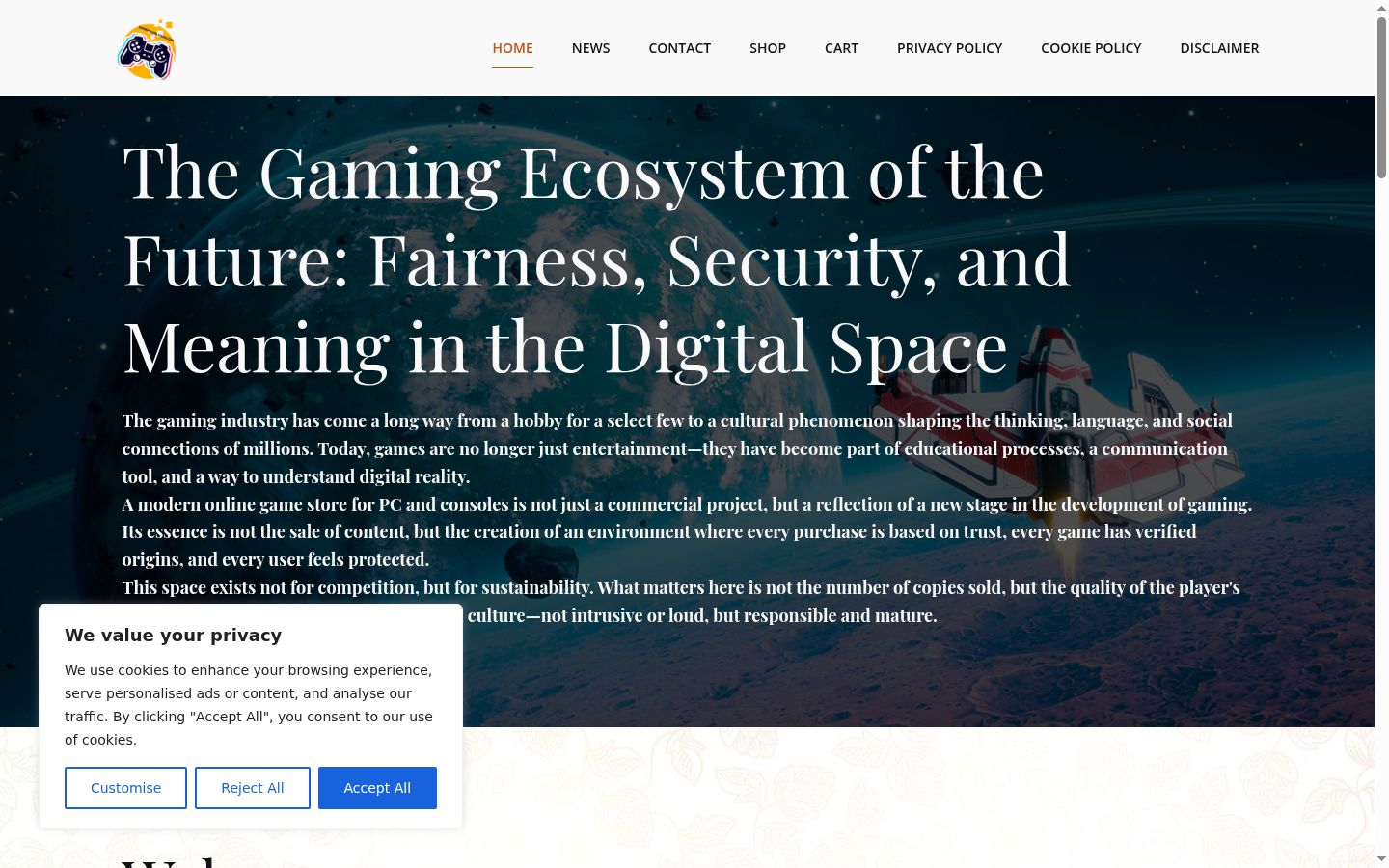 Screenshot del banner di consenso mostrato prima di qualsiasi interazione