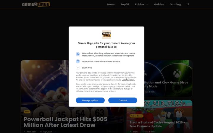 Screenshot of gamerurge.com
