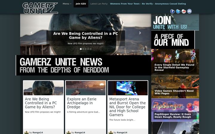 Screenshot of gamerzunite.com