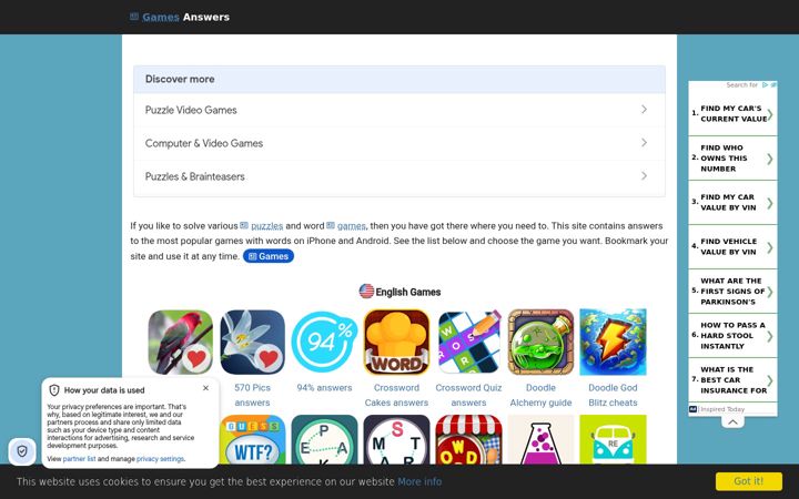 Screenshot of games-answers.net