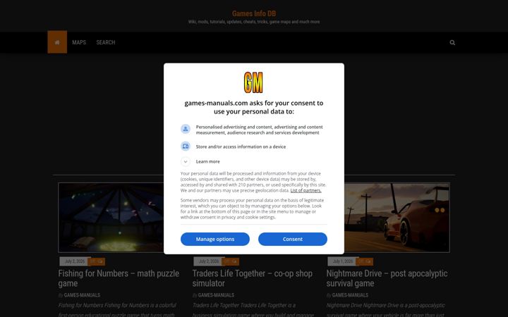 Screenshot of games-manuals.com
