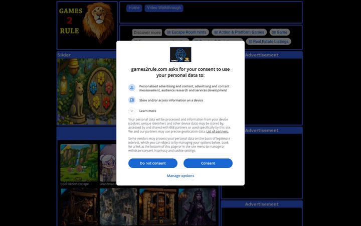 Screenshot of games2rule.com