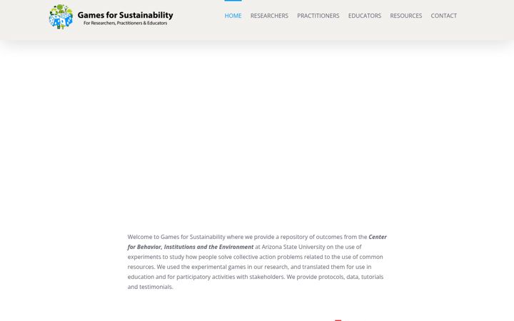 Screenshot of gamesforsustainability.org