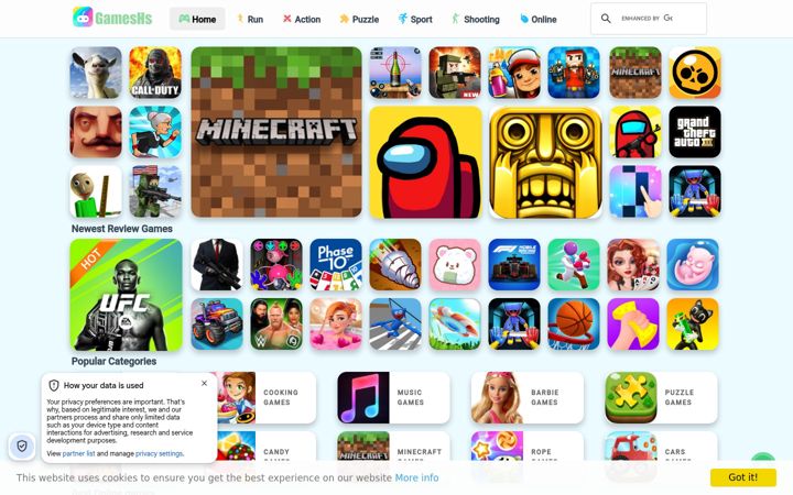 Screenshot of gameshs.com
