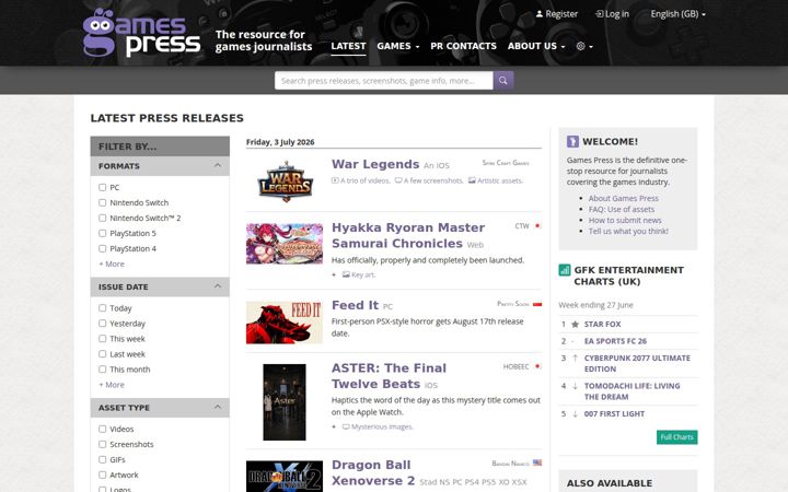 Screenshot of gamespress.com