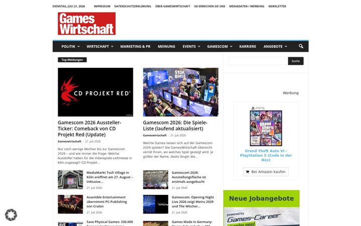 Captura de ecrã de gameswirtschaft.de