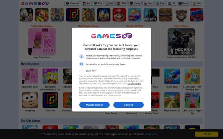 Screenshot of gamesxf.com