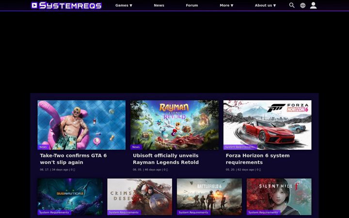 Screenshot of gamesystemrequirements.com