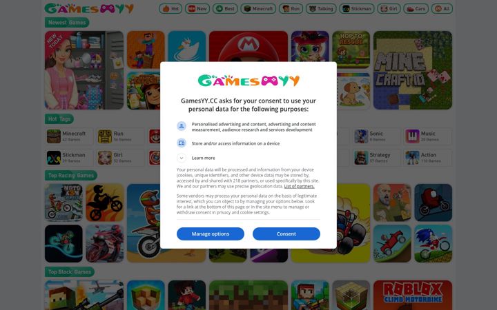 Screenshot of gamesyy.cc