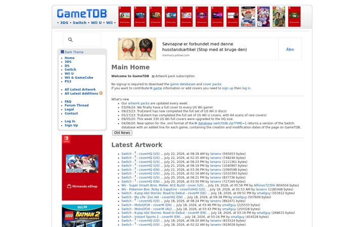 Kuvakaappaus sivustosta gametdb.com