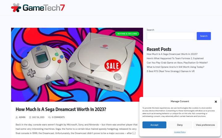 Skjámynd af gametech7.net