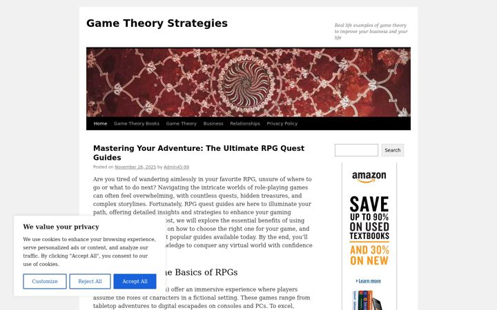 Ekrānuzņēmums no gametheorystrategies.com