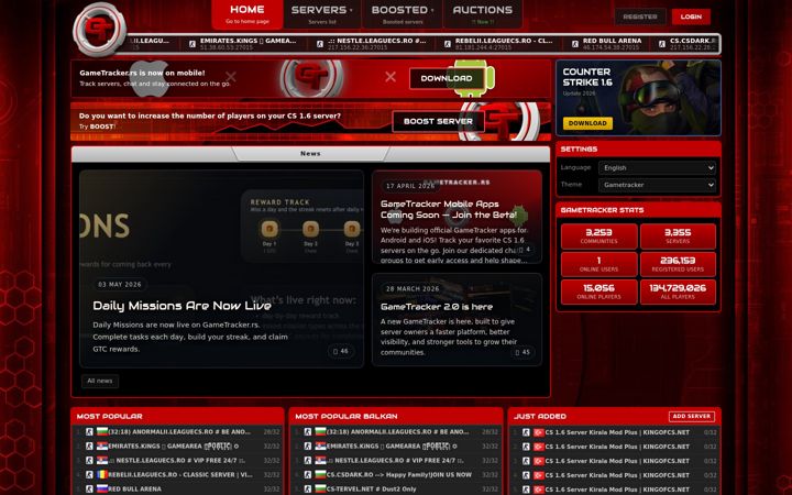 Screenshot of gametracker.rs