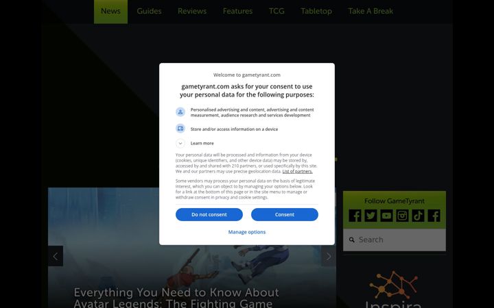 Screenshot of gametyrant.com