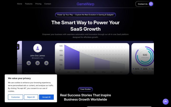 Screenshot of gamewarp.net