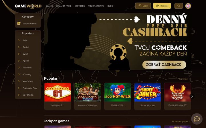 Screenshot of gameworldbet.sk