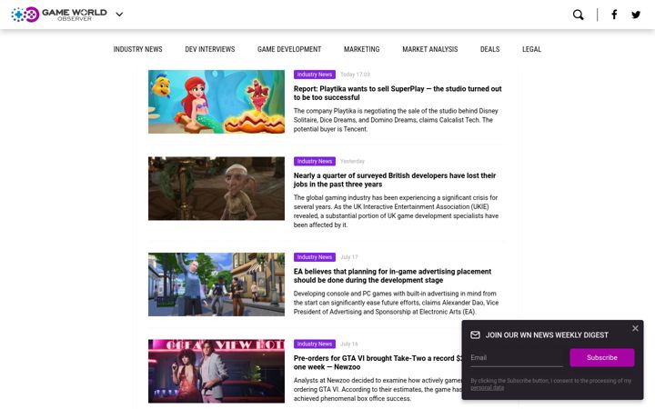Screenshot of gameworldobserver.com