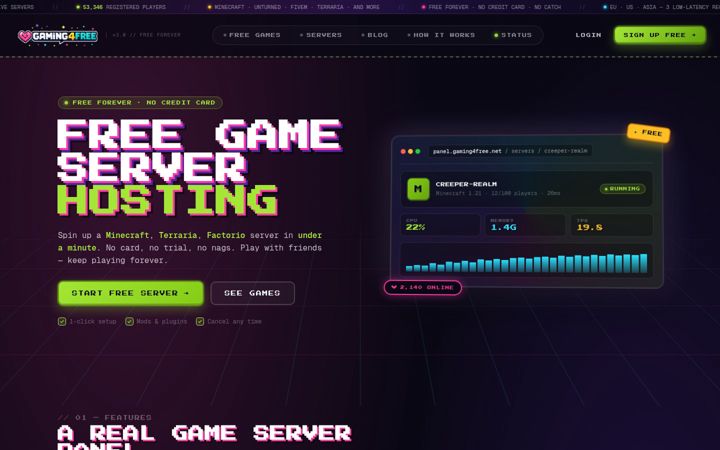 Screenshot of gaming4free.net