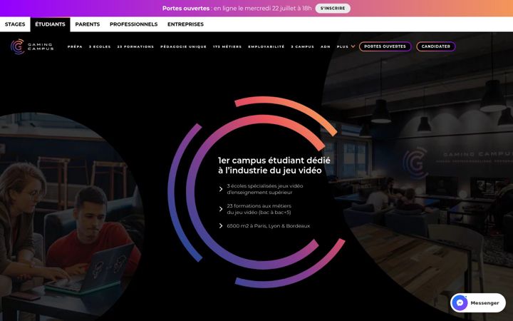 Screenshot van gamingcampus.fr
