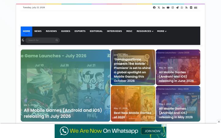 Screenshot of gamingonphone.com