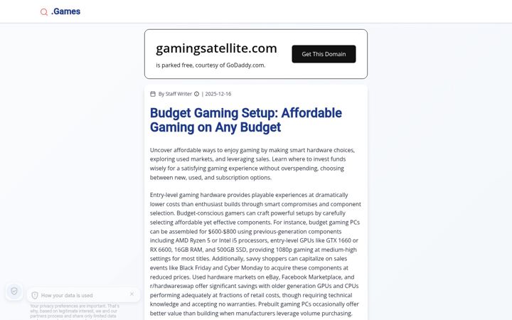 Screenshot of gamingsatellite.com