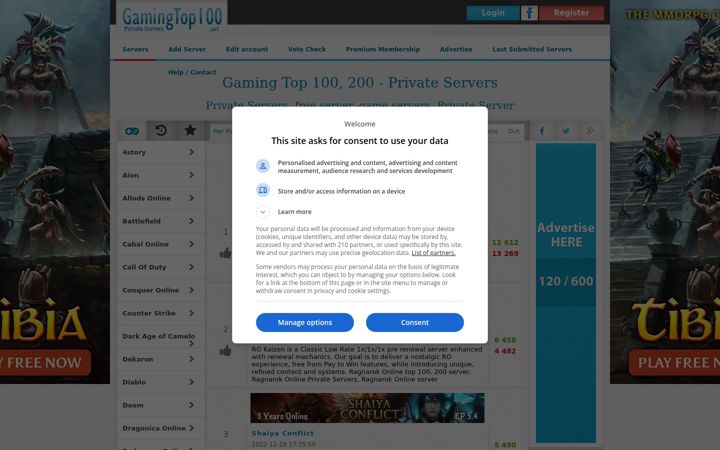 Screenshot of gamingtop100.net