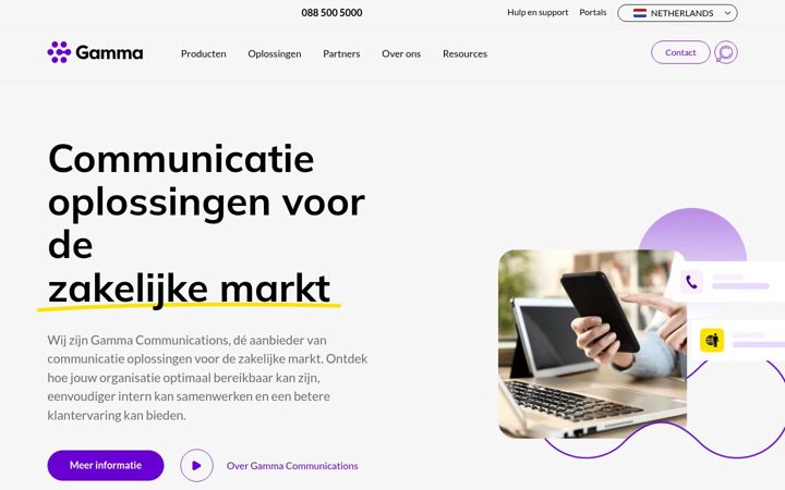 Screenshot of gammacommunications.nl