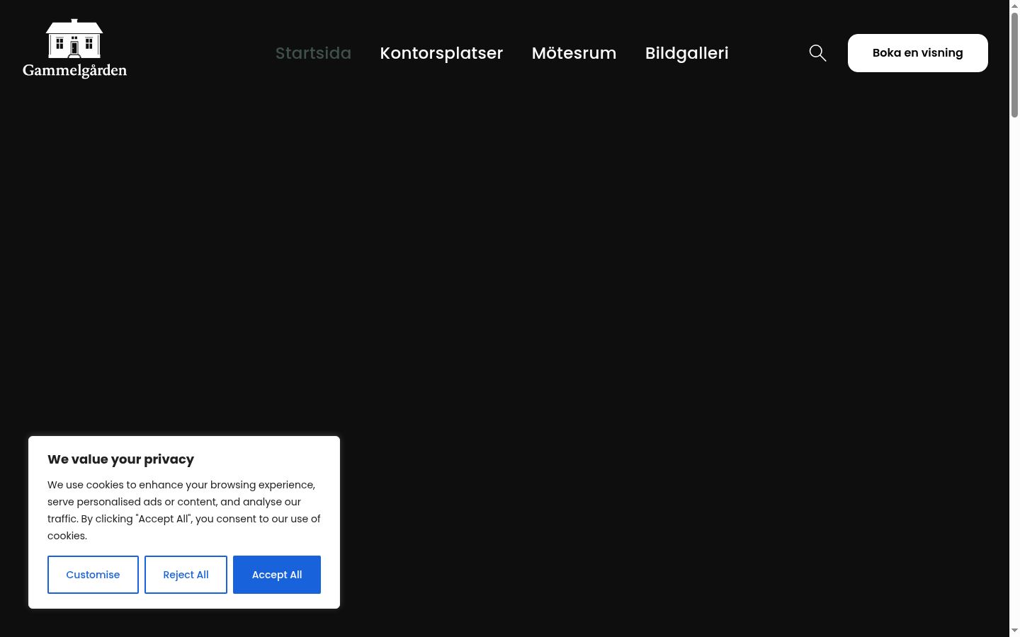 Ekrānuzņēmums ar piekrišanas baneri, kas tika rādīts pirms jebkādas mijiedarbības