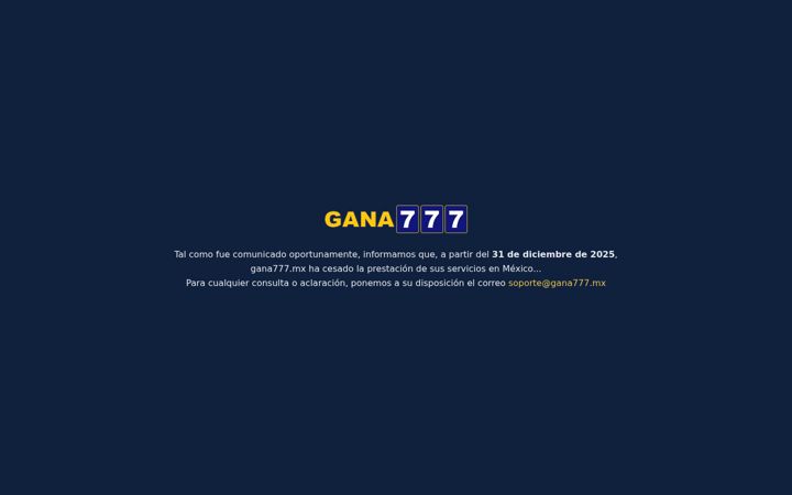 Screenshot of gana777.mx