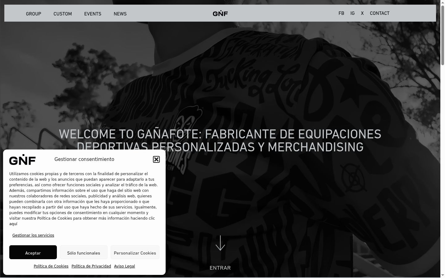 Screenshot del banner di consenso mostrato prima di qualsiasi interazione