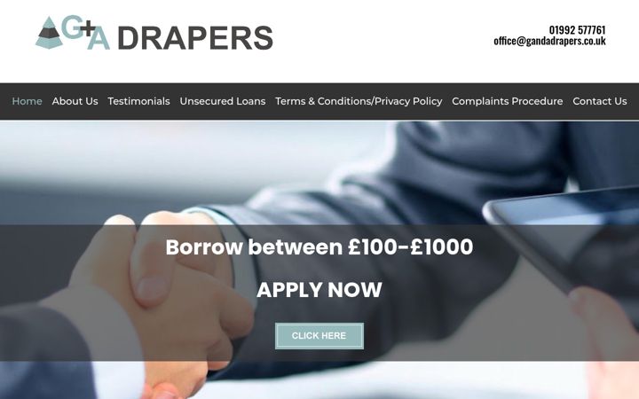 Screenshot of gandadrapers.co.uk