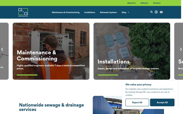 Screenshot of gandgpumps.co.uk