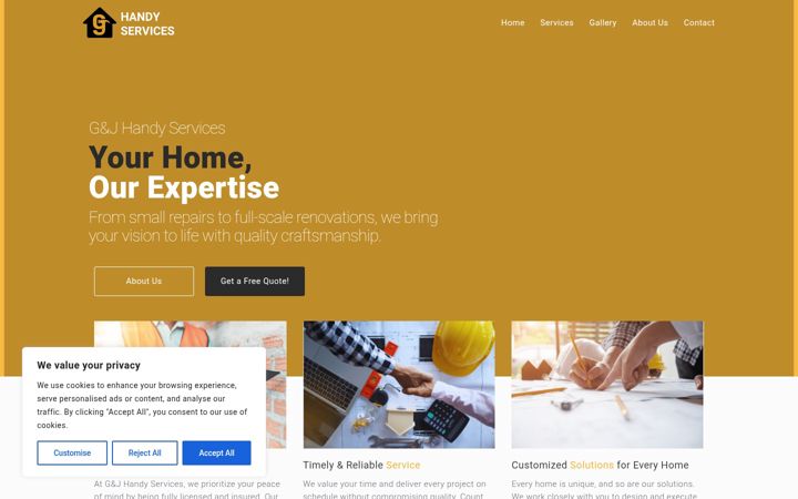Screenshot of gandjhandyservices.com
