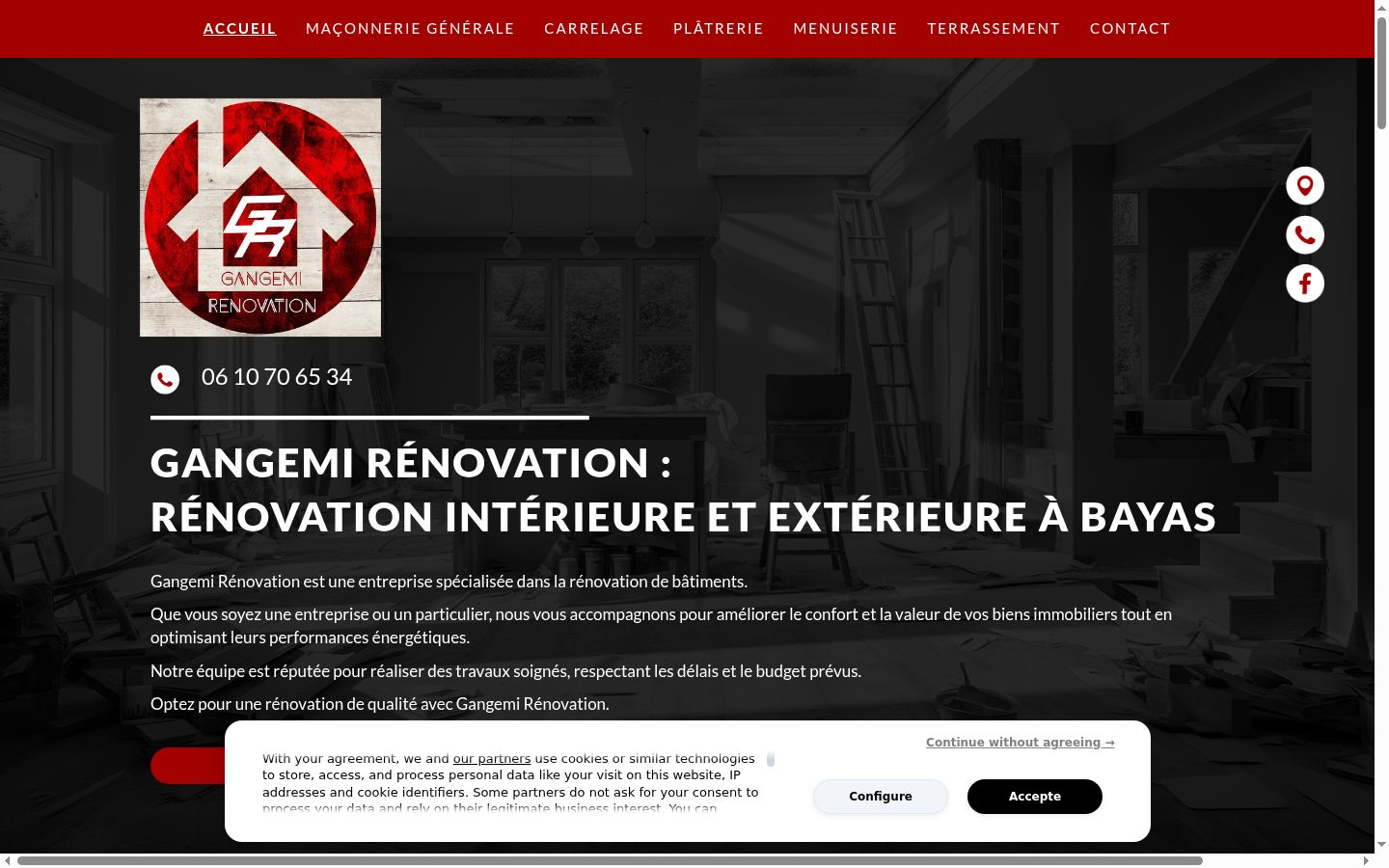 Screenshot of the consent banner shown before any interaction