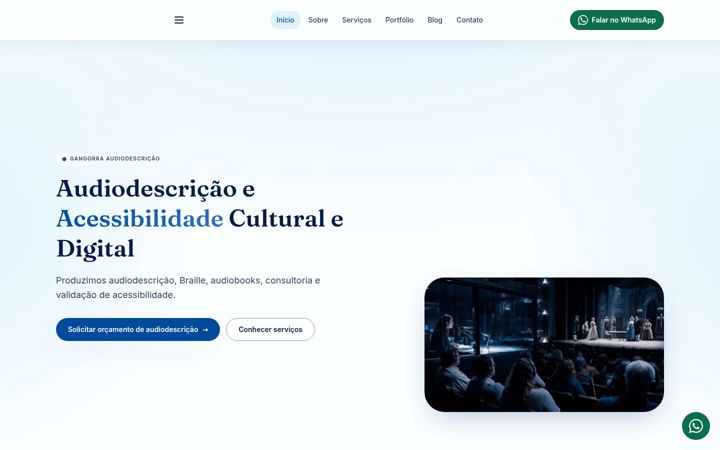 Screenshot of gangorraaudiodescricao.com.br