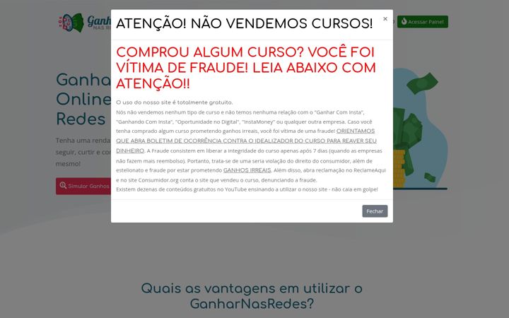 Screenshot of ganharnasredes.com
